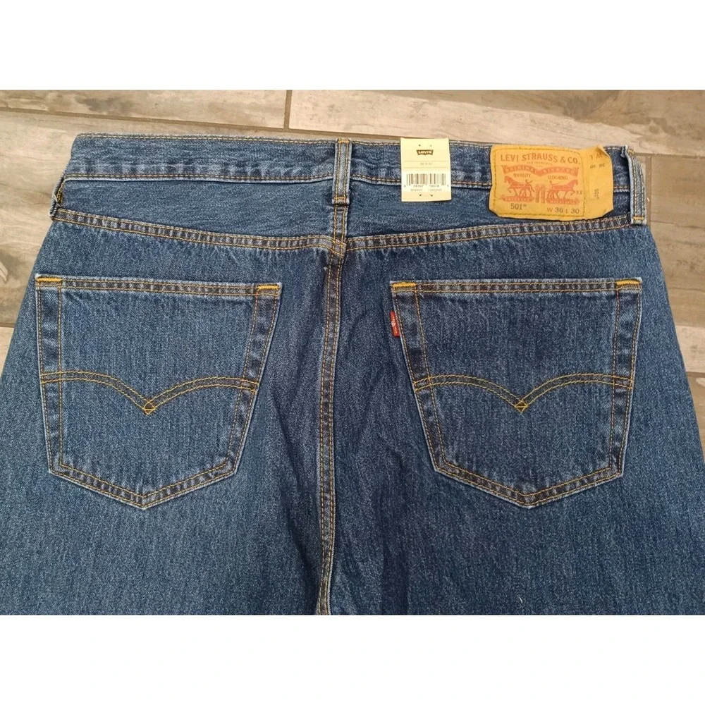 Levis 501 Original Cotton Mens Jeans 36x30 Dark Blue